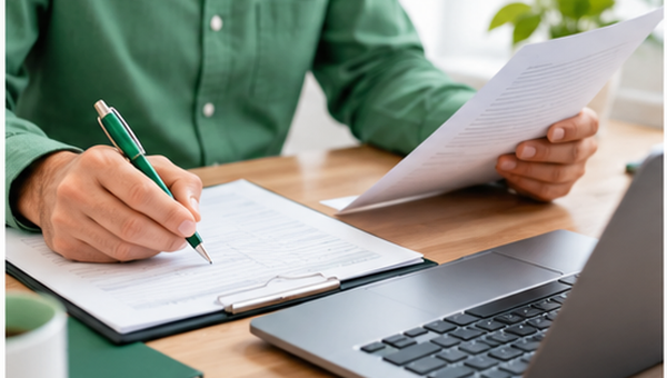 Tax accountant checks information